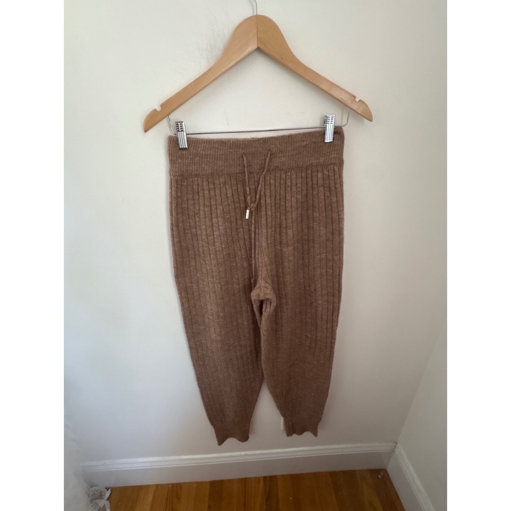 Intimately Free People Ribbed Knit Joggers Camel Brown High Rise Lounge Pants XS